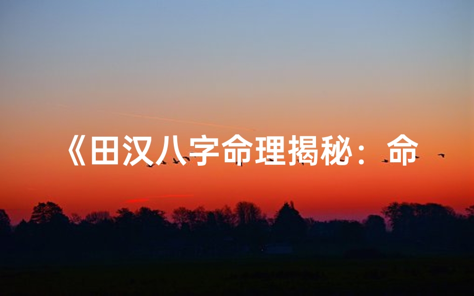 《田汉八字命理揭秘：命运轨迹深度解析》
