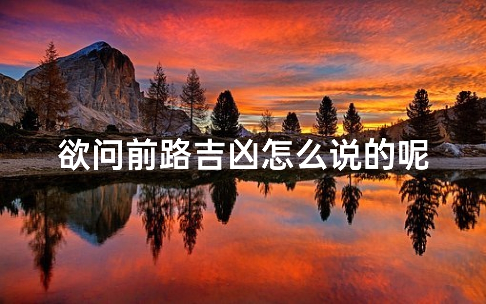 欲问前路吉凶怎么说的呢—《探前程吉凶:如何明智抉择?》-东贵算卦网