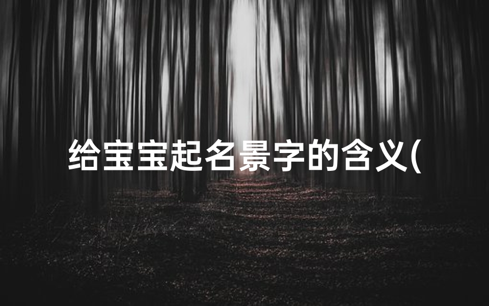 给宝宝起名景字的含义(维字辈起名,宝宝好名字)