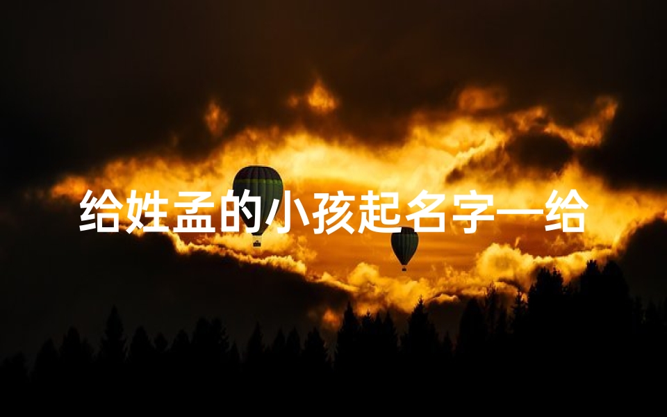 给姓孟的小孩起名字—给姓孟的小孩起名字大全