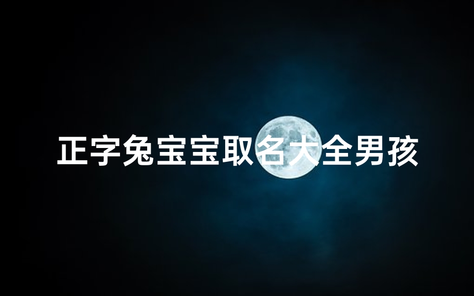 正字兔宝宝取名大全男孩—《正字兔宝宝取名大全:男孩吉祥好名字精选》