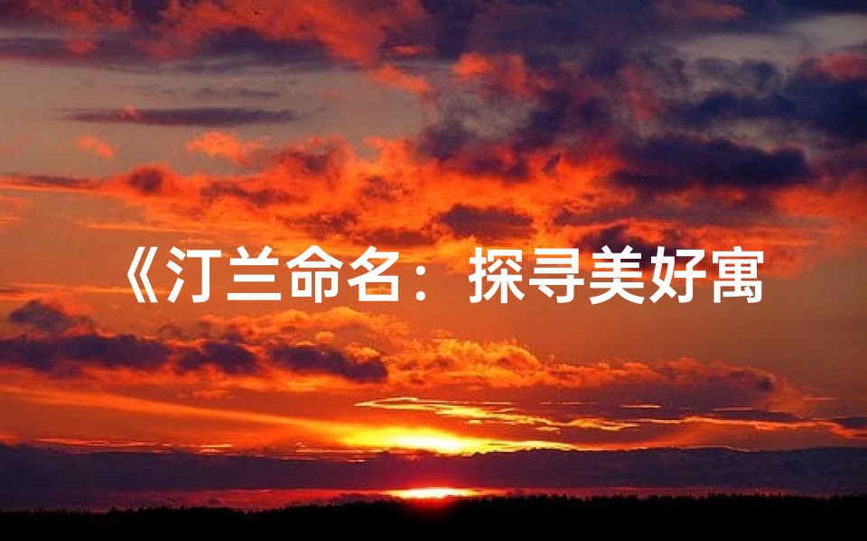 《汀兰命名:探寻美好寓意与吉凶奥秘》