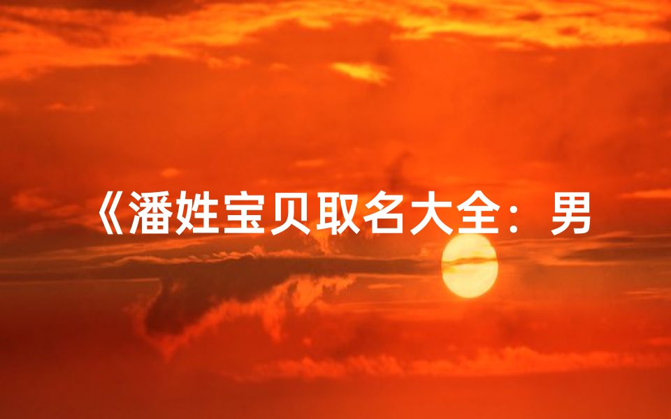 《潘姓宝贝取名大全:男孩名字精选集锦》