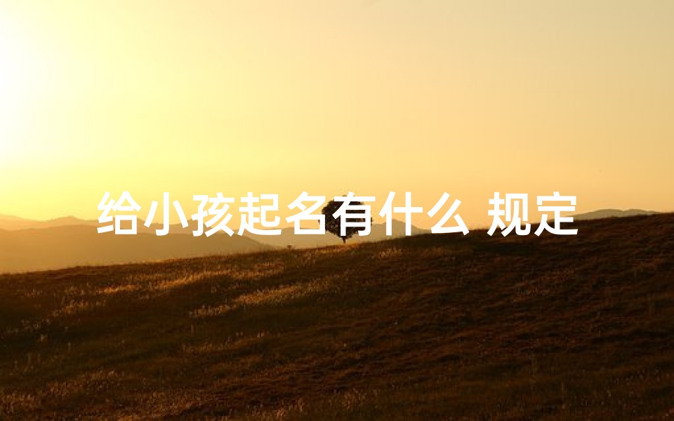 给小孩起名有什么 规定_《给孩子起名,这些讲究你不可不知》
