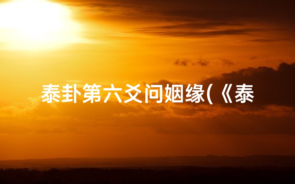 泰卦第六爻问姻缘(《泰卦第六爻:国易堂吉凶之谜解析》)