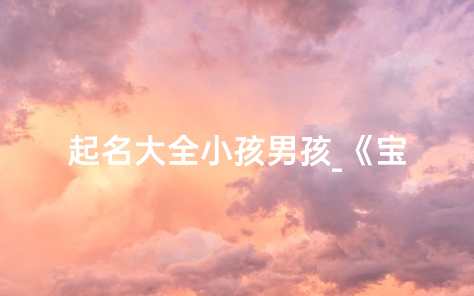 起名大全小孩男孩_《宝宝起名大全:男孩名字精选攻略》