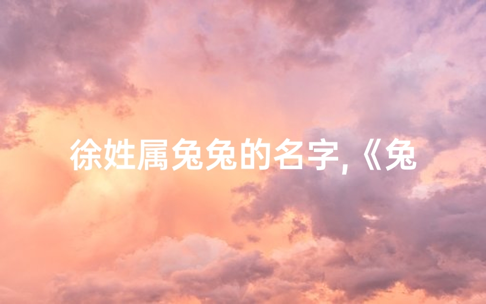 徐姓属兔兔的名字,《兔宝宝徐姓,创意取名大揭秘》