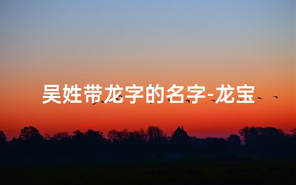 吴姓带龙字的名字-龙宝宝吴男孩取名大全:四字佳名汇聚宝典