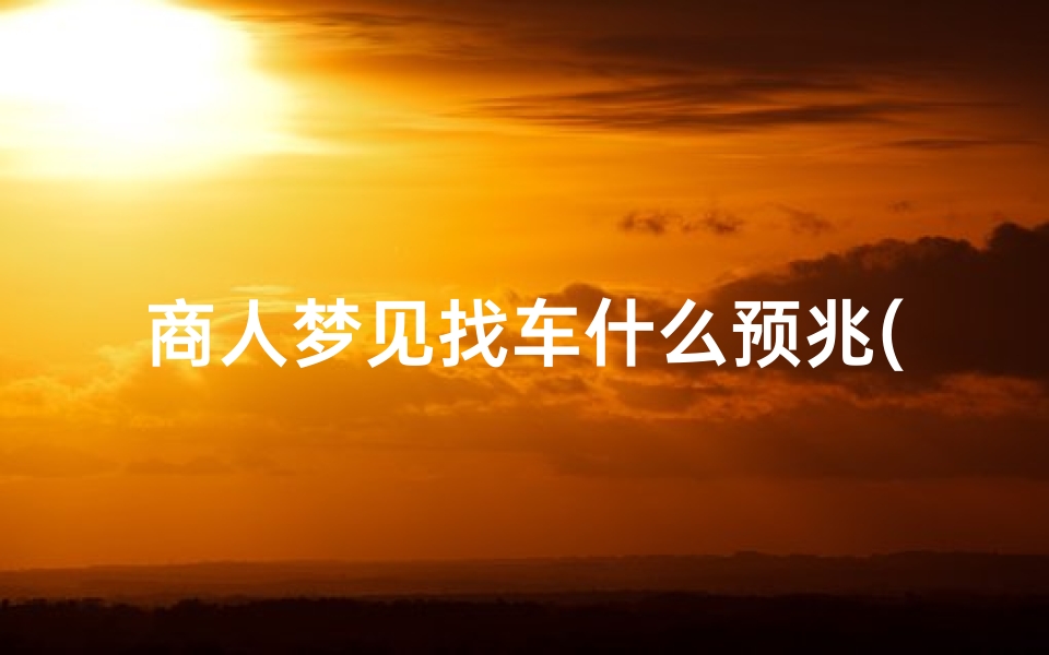 商人梦见找车什么预兆(梦到找车子什么意思)