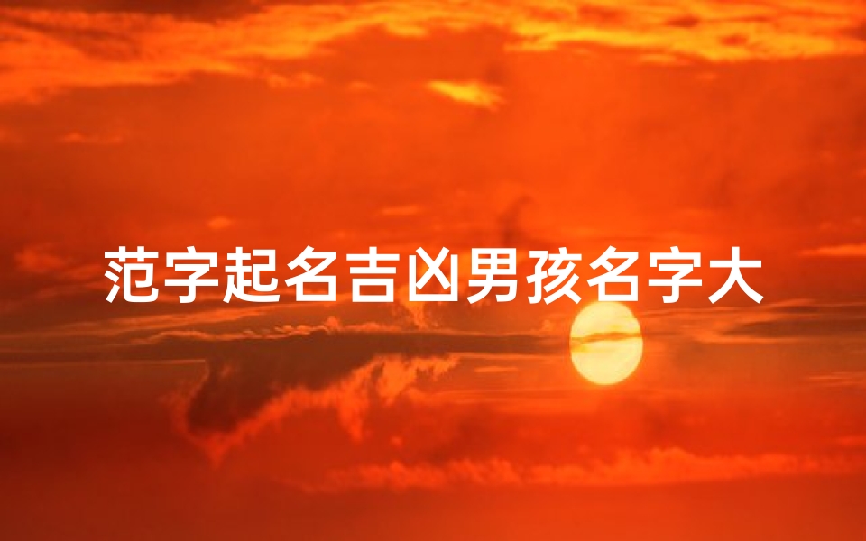范字起名吉凶男孩名字大全;《精选范字起名:吉凶男孩名字大全集》