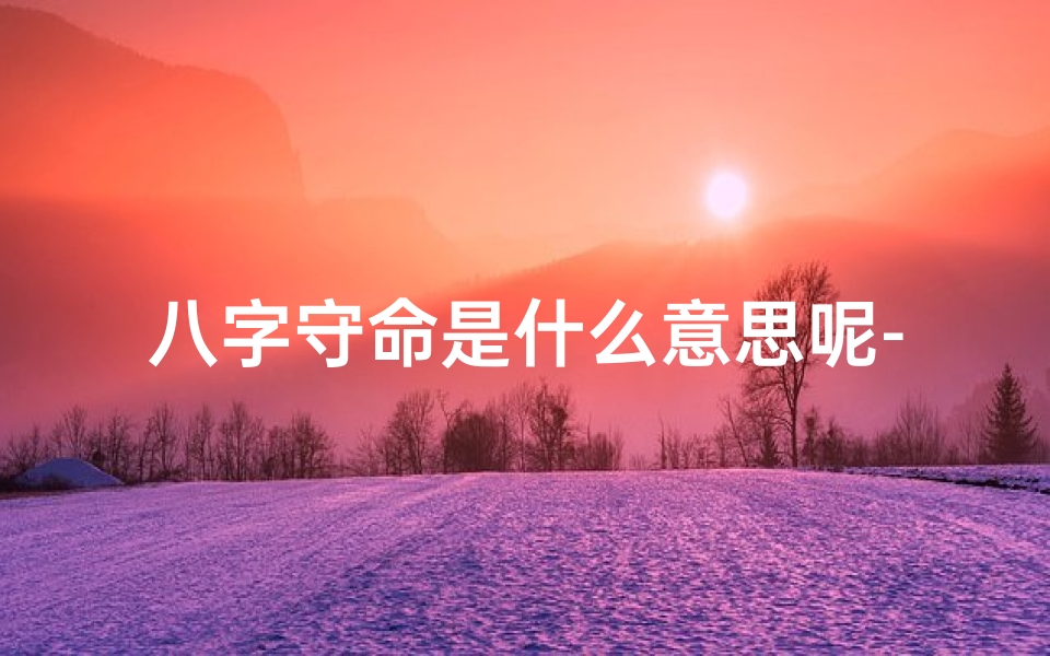 八字守命是什么意思呢-守命待时的意思是什么