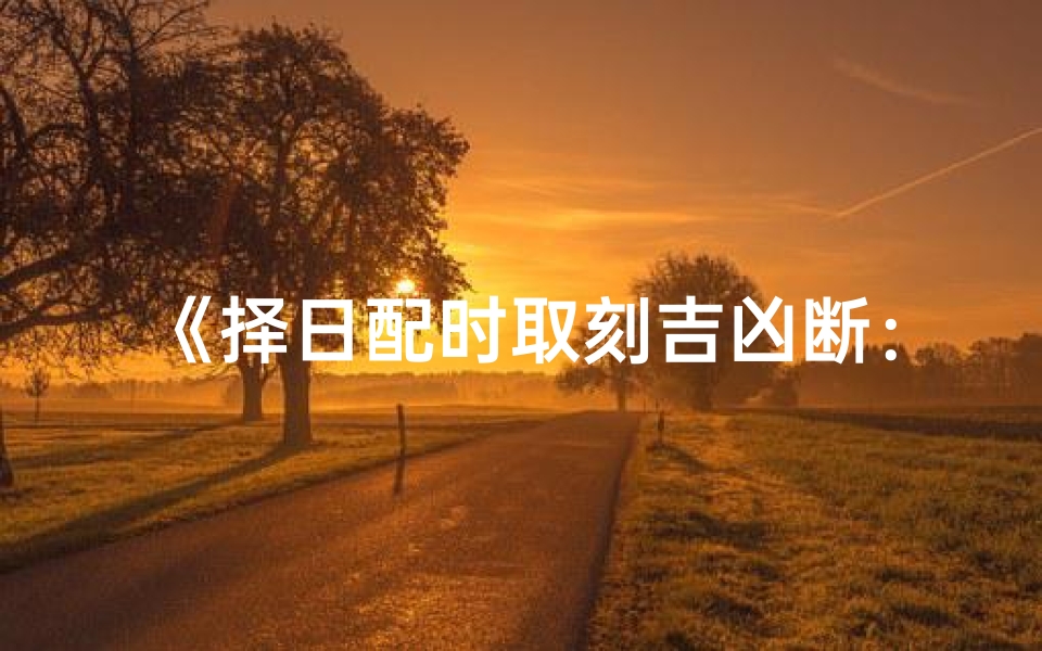 《择日配时取刻吉凶断:精准把握良辰吉日秘诀》