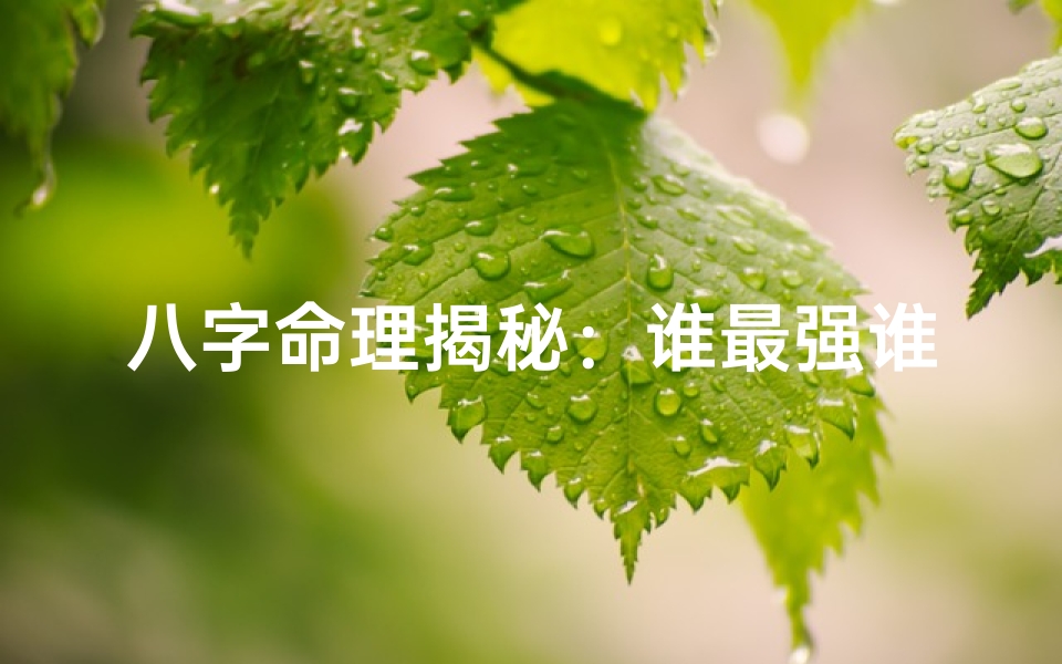 八字命理揭秘:谁最强谁弱,命运好坏一览无遗