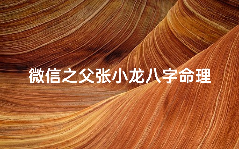 微信之父张小龙八字命理(罗维原型)