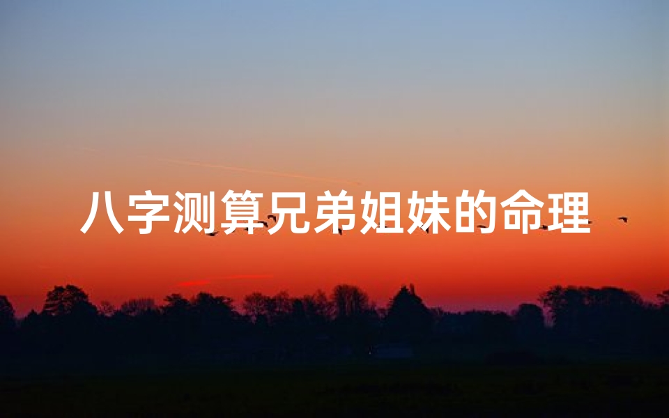 八字测算兄弟姐妹的命理,八字揭秘:精准测算兄弟姐妹缘分与命运