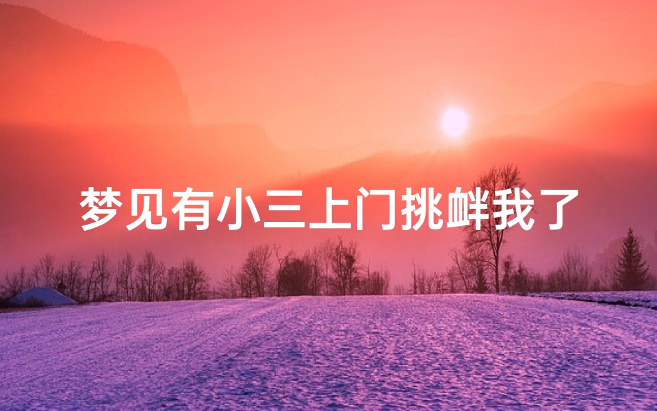 梦见有小三上门挑衅我了,梦见有小三上门挑衅我了什么意思